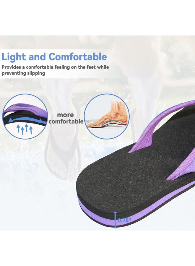 HYCLES Kids Flip Flops Boys Girls Sandals Water Shoes Boys Girls Unisex-Child Beach Shoes Flip Flops, Purple, 3 Big Kid - Image 4