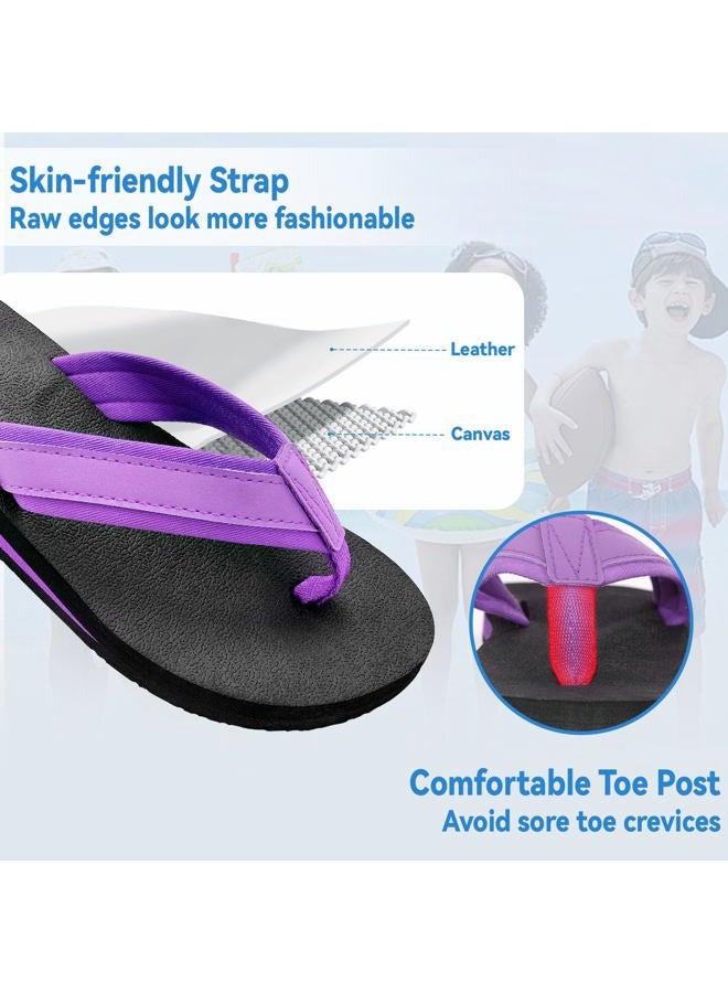 HYCLES Kids Flip Flops Boys Girls Sandals Water Shoes Boys Girls Unisex-Child Beach Shoes Flip Flops, Purple, 3 Big Kid - Image 2