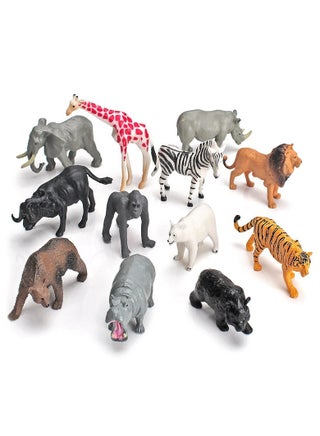 Toy Box Happy Animal world Toys Figures 12 Pcs Realistic Jumbo