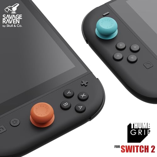 Savage Raven by Skull & Co.Thumb Grips Joystick Cap Analog Stick Cover for Nintendo Switch 2 Joy-Con - Neon Blue & Red, 3 Pairs (6pcs) - Image 2