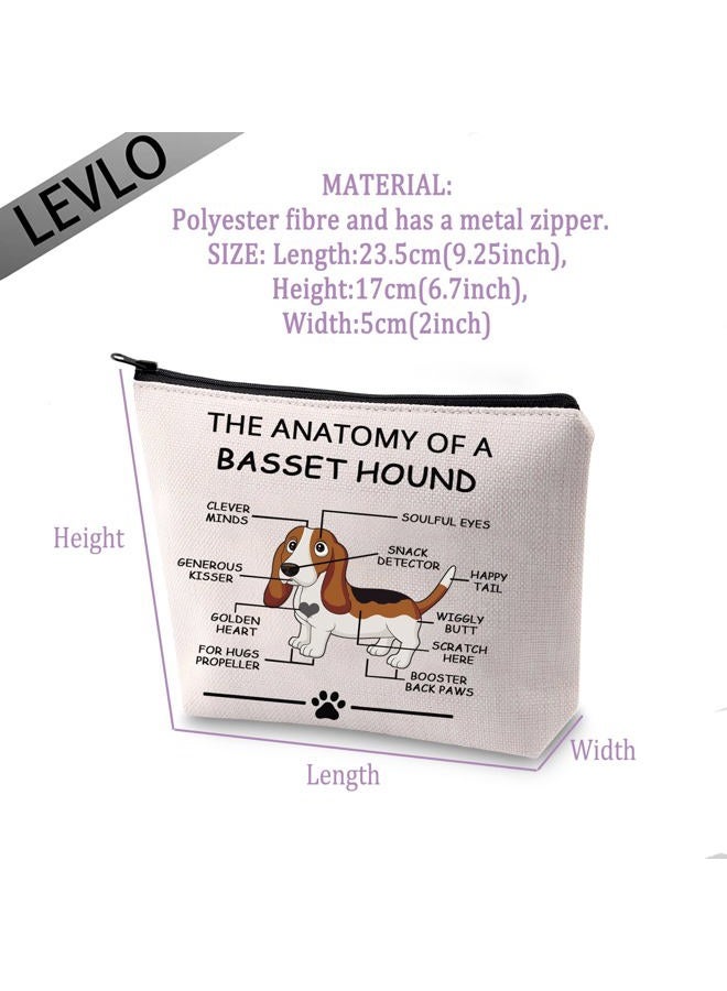 LEVLO Funny Dog Lovers Gifts The Anatomy of A Basset Hound Cosmetic Bags Veterinary Mom Travel Toiletry Bags (Basset Hound) - Image 2