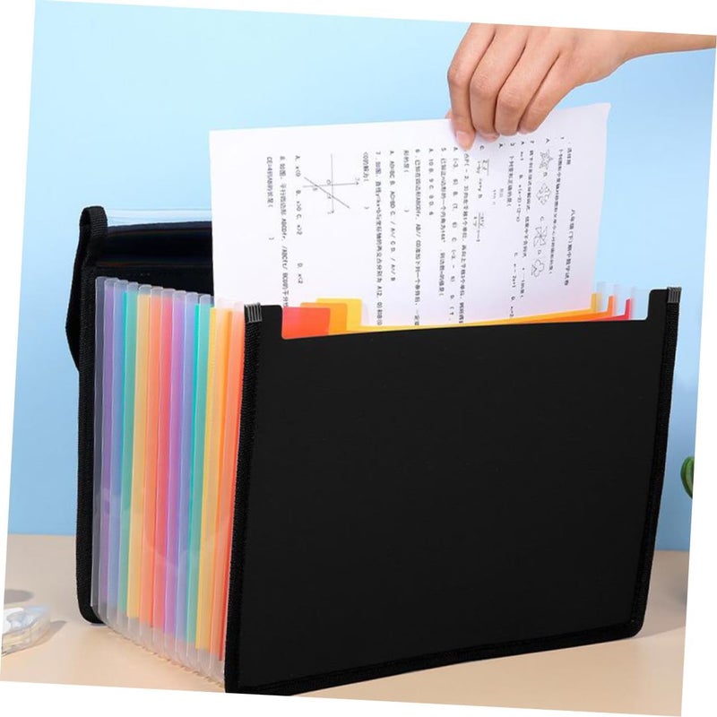 2pcs Black PVC Accordion File Folder, Expanding Document Organizer with Multi-Layer Capacity, Plastic Receipt Holder for Office and School Filing - Image 5