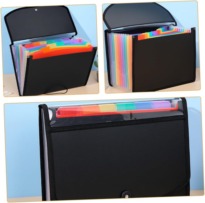 2pcs Black PVC Accordion File Folder, Expanding Document Organizer with Multi-Layer Capacity, Plastic Receipt Holder for Office and School Filing - Image 4