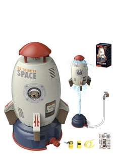 Outdoor Sprinkler for Kids, Rocket Launch Sprinkler Toy, Hydro Launch Water Rocket Toys for Kids, Garden Sprinkler 360 Degree Rotation Rocket Sprinkler for Kids(Gray)