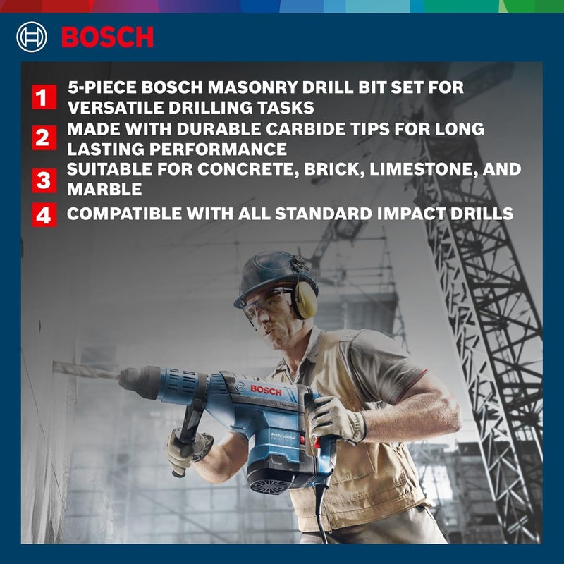 BOSCH Professional Impact Drill Bit / Masonry Drill Bit Set With Diameter 4mm, 5mm, 6mm, 8mm, 10mm, Pack Of 5 - Image 3