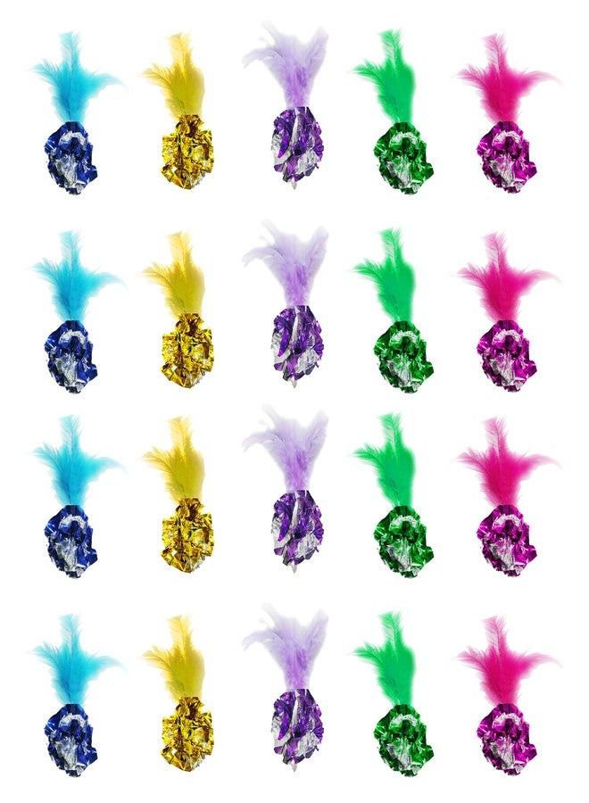 SunGrow Mylar Crinkle Balls with Feathers, 2.5-Inches, Shiny Stress Buster Crinkler, Suitable for Multiple Cats' Engagement, Ideal for Kittens and Grown-up Cats, 20-Pcs - Image 2