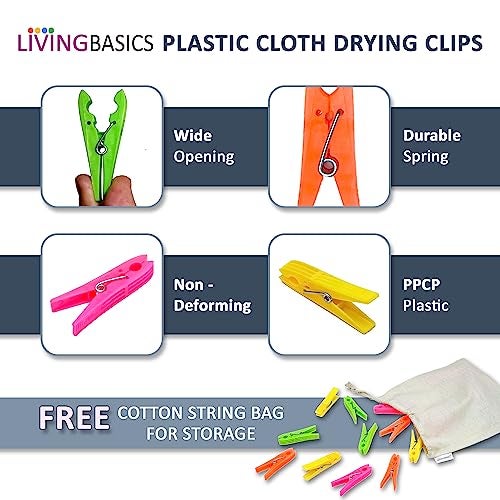 LivingBasics Heavy Duty Rust Free Cloth Peg/Clothes Clip/Cloth Drying Pins/Pegs for Hanger/Rods/Ropes/Drying Clothes (24 Cloth Clip for Cloth Drying Stand) (M010) - Image 2