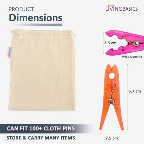 LivingBasics Heavy Duty Rust Free Cloth Peg/Clothes Clip/Cloth Drying Pins/Pegs for Hanger/Rods/Ropes/Drying Clothes (24 Cloth Clip for Cloth Drying Stand) (M010) - Image 3