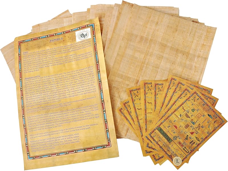 CraftsOfEgypt 20 Blank Egyptian Papyrus Sheets for Art Projects and Schools 8x12in 20x30cm