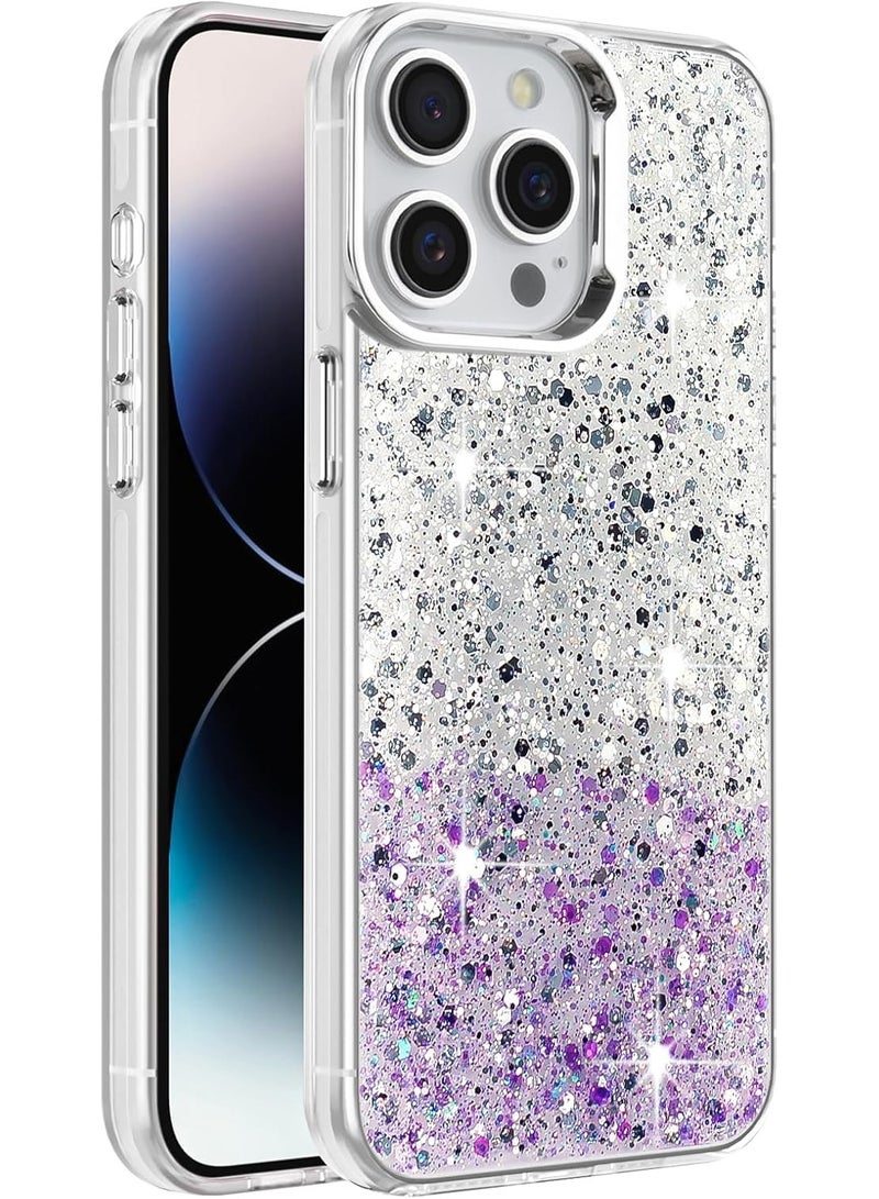 Compatible with iPhone 15 Pro Max (6.7 Inch) Case, Clear Glitter Bling Sparkly, Soft TPU Frame Bumper, Hard-Back Cover for Women & Girls, Transparent Protective Phone Case - Image 1