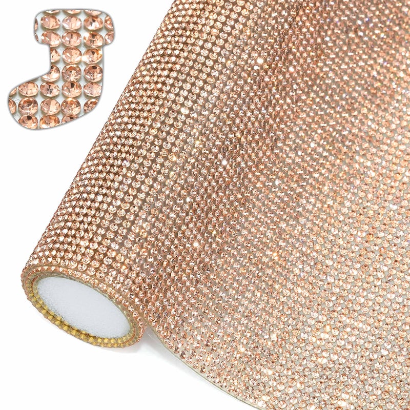 Locacrystal Bling Rhinestone Sticker DIY Car Decoration Stickers Self-Adhesive Hotfix Glitter Crystal Gem Sheet Stickers for Car & Crafts with 19440Pcs 2mm Rhinestones(Champagne/Peach,9.4" x 15.8") - Image 1