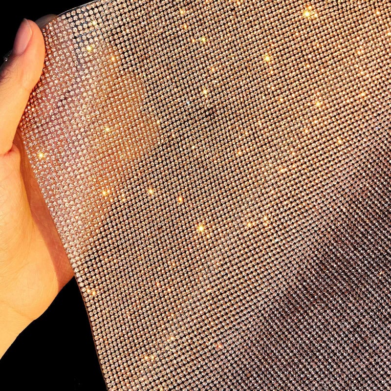 Locacrystal Bling Rhinestone Sticker DIY Car Decoration Stickers Self-Adhesive Hotfix Glitter Crystal Gem Sheet Stickers for Car & Crafts with 19440Pcs 2mm Rhinestones(Champagne/Peach,9.4" x 15.8") - Image 3