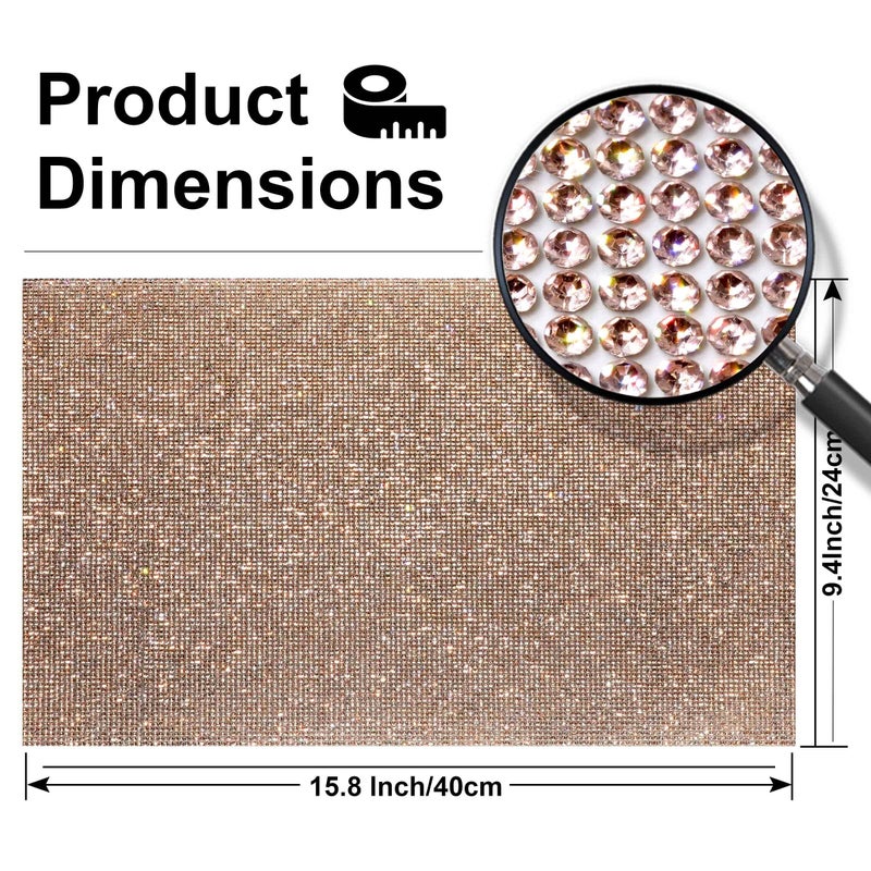Locacrystal Bling Rhinestone Sticker DIY Car Decoration Stickers Self-Adhesive Hotfix Glitter Crystal Gem Sheet Stickers for Car & Crafts with 19440Pcs 2mm Rhinestones(Champagne/Peach,9.4" x 15.8") - Image 4