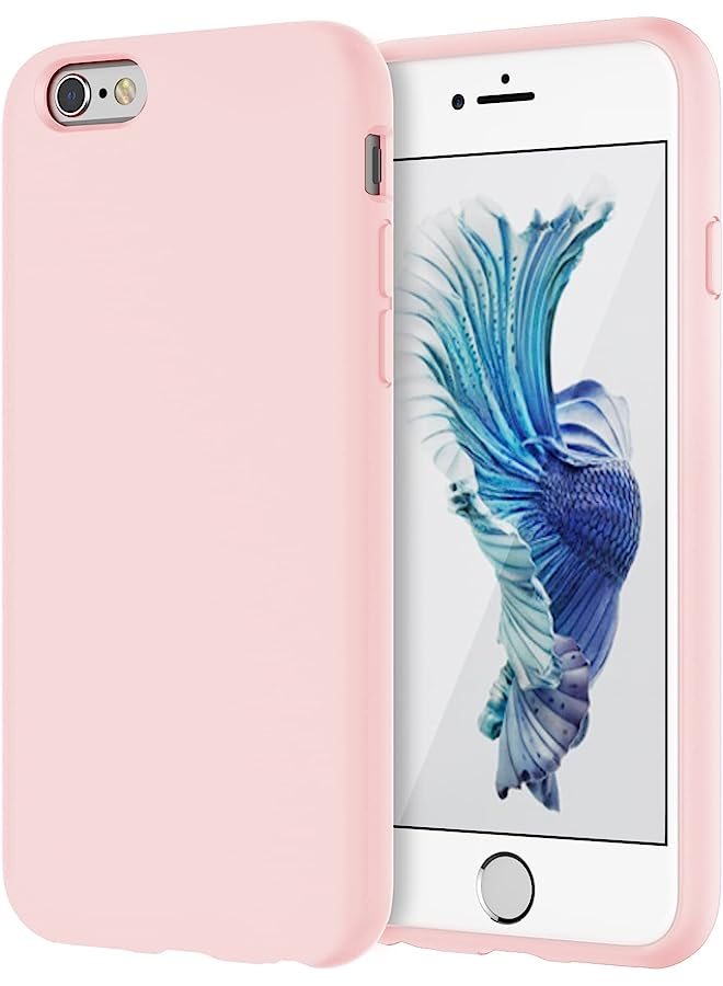 جي تيك علبة السيليكون متوافقة مع iPhone 6s و iPhone 6 4.7 بوصة ، حالة وقائية حريرية كاملة لللمس ، وغطاء مقاوم للصدمة مع بطانة الألياف الدقيقة (وردي) - Image 1