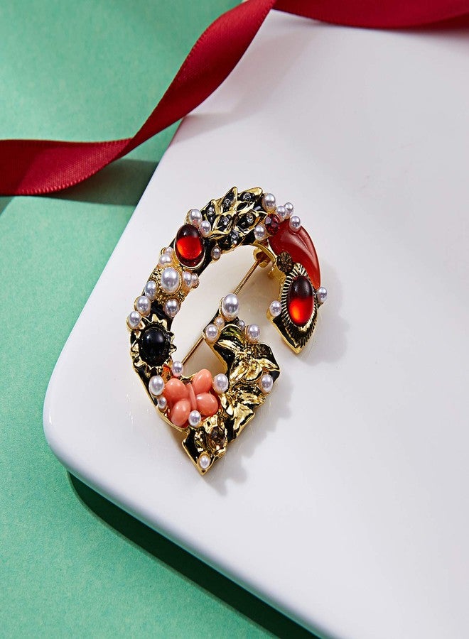 RINHOO Crystal Pearl Initial Brooch Gold Plated Enamel Colorful Letter Alphabet Breastpin Pin Jewelry for GIFTS (Letter -G) - Image 5