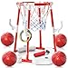 WATUDOU Pool Basketball Hoop Toys for Kids Ages 48 812 Adult Summer Outdoor Swimming Pool Games Water Play Toys Family Party for Kids 2 in1 Pool Basketball Hoop Ring Game with 4 Balls 12 Rings Pump - Image 3