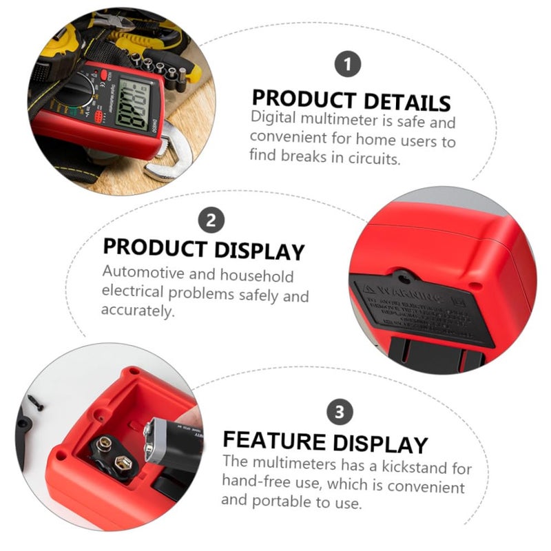 Auto Ranging Digital Multimeter Voltage Current Tester Electrical Repair Tool Red - Image 4
