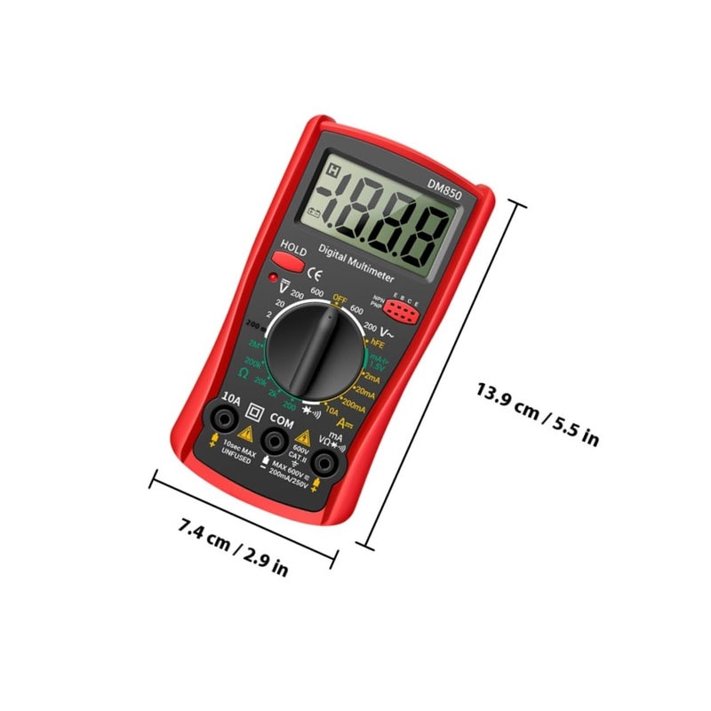 Auto Ranging Digital Multimeter Voltage Current Tester Electrical Repair Tool Red - Image 3