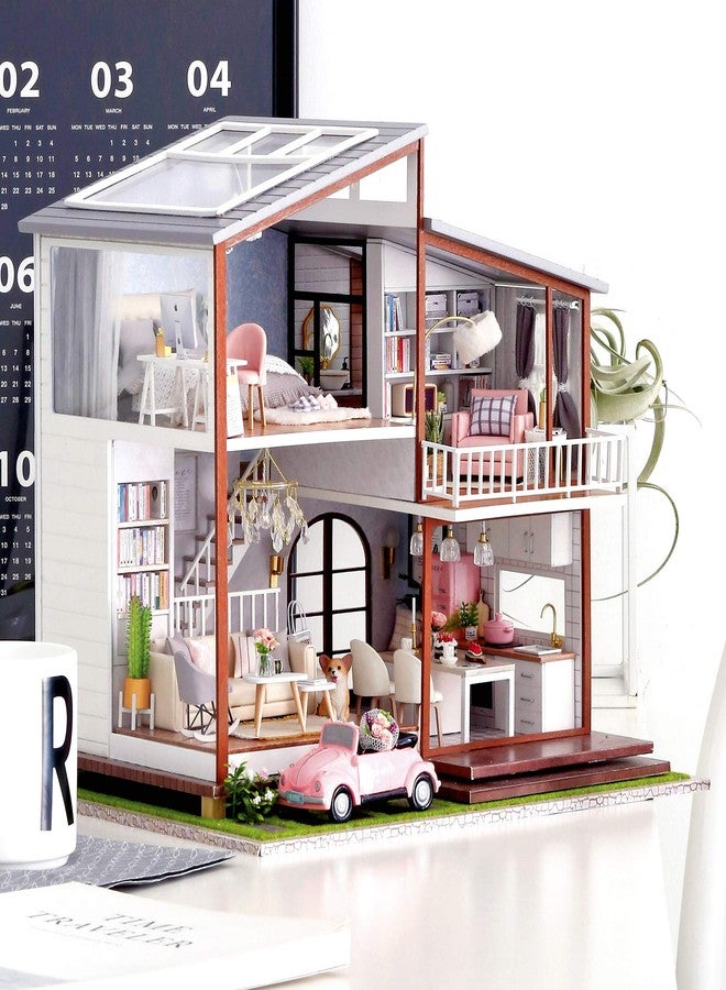 Spilay DIY Dollhouse Miniature with Wooden Furniture,DIY Dollhouse Kit Large Villa Model with LED Light & Music Box,1:24 Scale Creative Room Gift for Adult Teenager - Image 4
