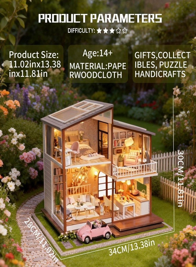 Spilay DIY Dollhouse Miniature with Wooden Furniture,DIY Dollhouse Kit Large Villa Model with LED Light & Music Box,1:24 Scale Creative Room Gift for Adult Teenager - Image 2