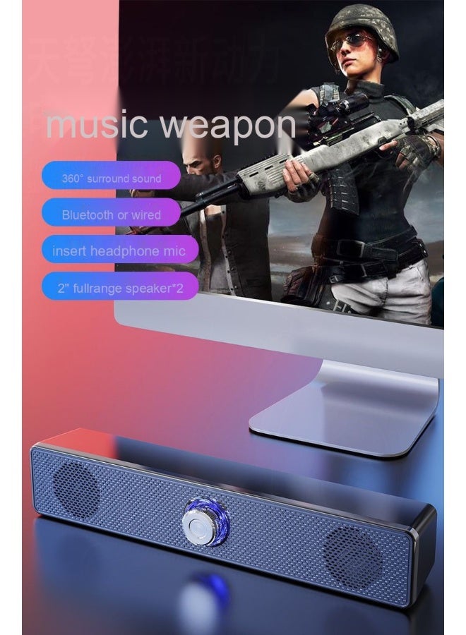 Desktop Stereo Sound System with Dual Speakers, Wired and Bluetooth Subwoofer for Home PC and Laptop  - Image 1