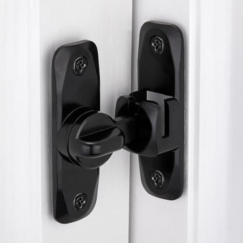 INIRET Barn Door Latches,Black 90/180 Degree Gate Lock,Zinc Alloy Right Angle Door Lock Latch,Flip Gate Latches Hardware,Door Security Sliding Door Latch Lock fo Cabinets,Bathroom,Barn Door - Image 3