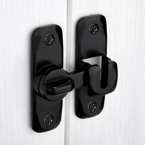 INIRET Barn Door Latches,Black 90/180 Degree Gate Lock,Zinc Alloy Right Angle Door Lock Latch,Flip Gate Latches Hardware,Door Security Sliding Door Latch Lock fo Cabinets,Bathroom,Barn Door - Image 5