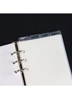 MultiBey A6 4Tabs Transparent Plastic Binder Divider Index Top Vertical Divider Set With Monthly Stickers Clear 6 Holes Page Index Divider For 6Rings Binder Loose Leaf Planner Journal  - Image 3