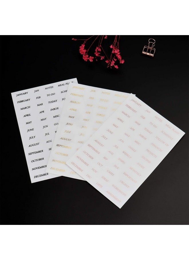 MultiBey - A6 4Tabs Transparent Plastic Binder Divider Index Top Vertical Divider Set With Monthly Stickers Clear 6 Holes Page Index Divider For 6Rings Binder Loose Leaf Planner Journal - Image 1