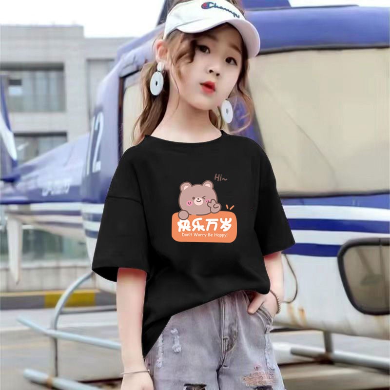 2212# Boys And Girls Short-Sleeved T-Shirt Mid-Large Children'S Western Style Pure Cotton Children'S Comfortable Breathable T-Shirt Top - Image 3