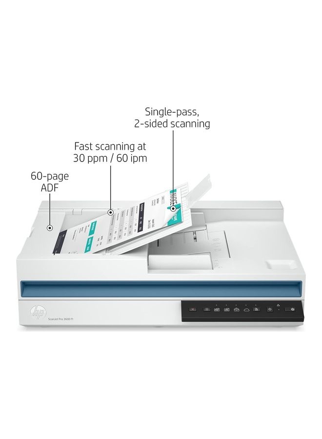 HP ScanJet Pro 3600 f1، مسح ضوئي سريع على الوجهين ووحدة تغذية المستندات التلقائية (20G06A) - Image 2