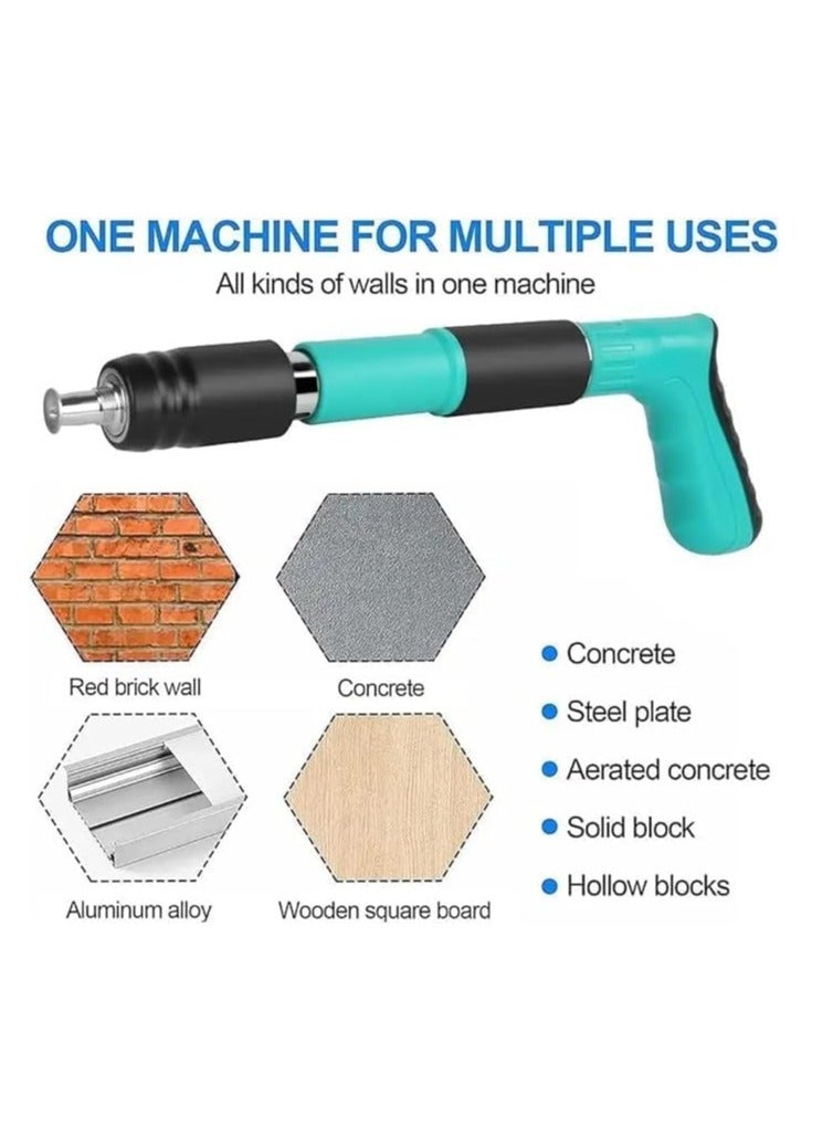 ABBASALI Gears Manual Steel Nails Gun, Concrete Nail Gun Rivet Tool Portable Manual Silencing Wall Nail Gun for Cement Wall, Household, Meatalworking With 100Pcs Rivite, 10Pcs Mask & Gloves  - Image 5