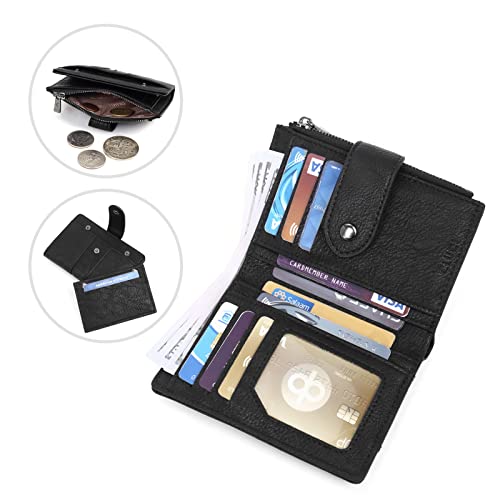 CLUCI Small Wallet for Women Leather Slim Womens Wallet Bifold Multi Card Holder Organizer Designer with Removable ID Window - Image 4