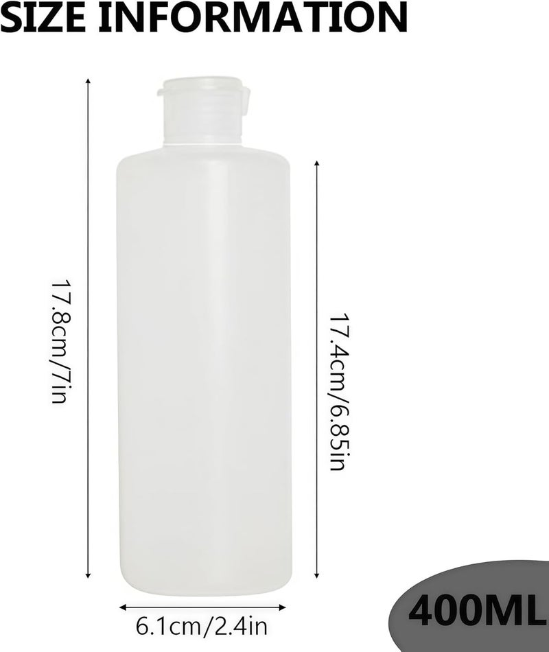 UPSTORE 2PCS Empty Refillable Plastic Clear Soft Tube Squeeze Bottle Jars With Flip Cover Cosmetic Makeup Packing Storage Holder Containers for Toner Lotion Shower Gel Cleaser Shampoo (400ml/13.3oz) - Image 2