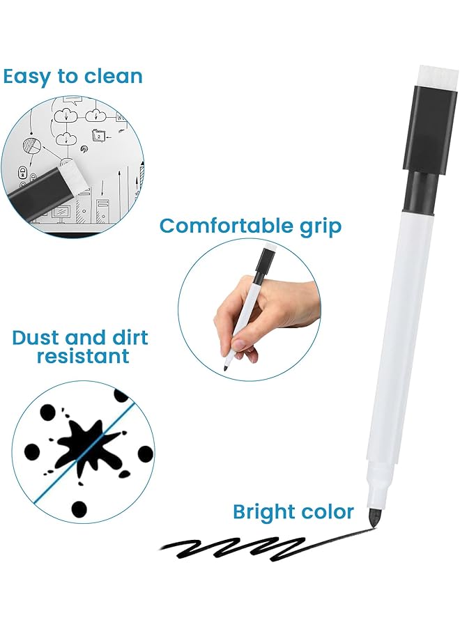 erorex 20Pcs Whiteboard Markers Magnetic Dry Erase Pens With Eraser Cap Fine Tip Whiteboard Pens Erasable Markers Great For Kids Adult Student School Home And Office Black  - Image 3