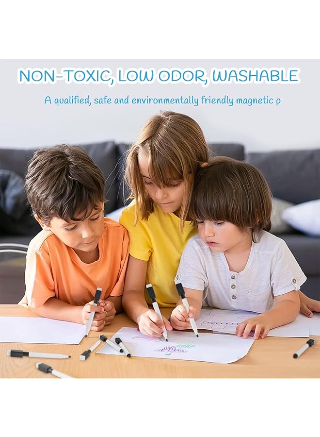 erorex 20Pcs Whiteboard Markers Magnetic Dry Erase Pens With Eraser Cap Fine Tip Whiteboard Pens Erasable Markers Great For Kids Adult Student School Home And Office Black  - Image 5