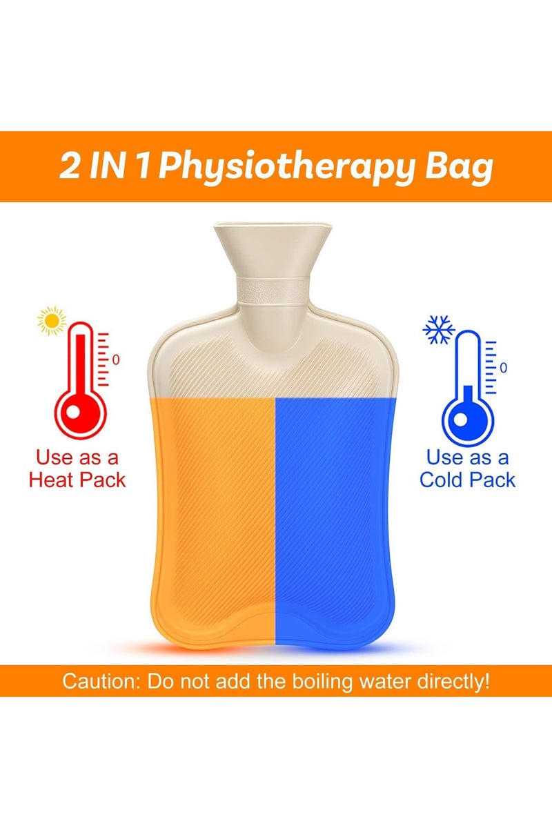 CMGTYYD Hot Water Bottle with Soft Fleece Cover, 2L Hot Water Bag for Cold & Hot Therapy, Pain Relief, Back, Neck, Period Cramps (White) - Image 4