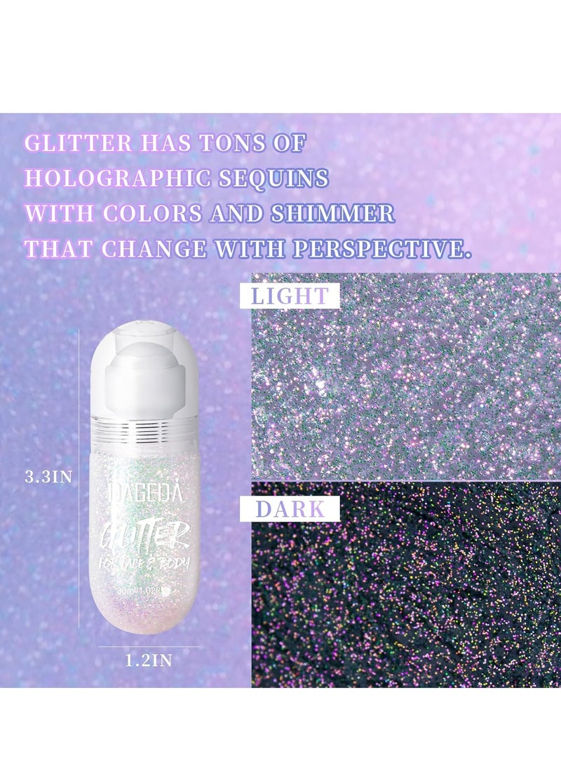 DAGEDA DAGEDA Body Glitter Gel, Roll-on Face Glitter for Mermaid Makeup Festival Rave Accessories, Holographic Hair Glitter Gel,Body Shimmer Halloween Makeup for Rave Party (Sparkling Pink)  - Image 3