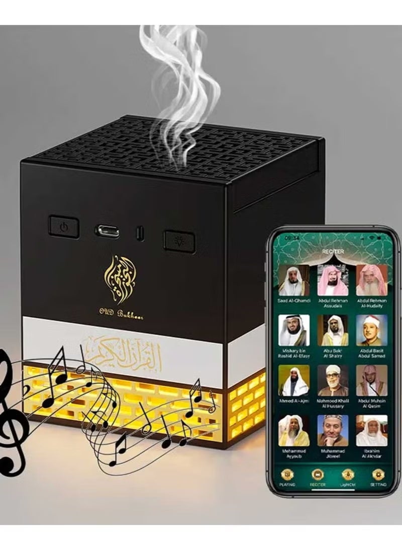 ELTRAZONE Multi-LED Light Bakhoor Burner | Rechargeable Oud & Incense Burner with Built-In Full Quran Muslim Speaker | Remote & App Control | USB Aromatherapy Diffuser for Home, Office & Car | Modern Mubkhara with Soothing Fragrance & LED Effects | Elegant Islamic Gift - Image 1