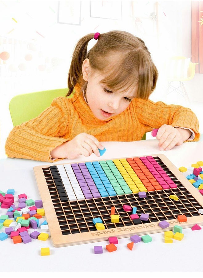 GROIC Mosaic Puzzles Wooden Puzzles for Kids, Early Learning Educational Toys DIY Puzzles, Vegetarian Board Game Montessori STEM Toys  - Image 2