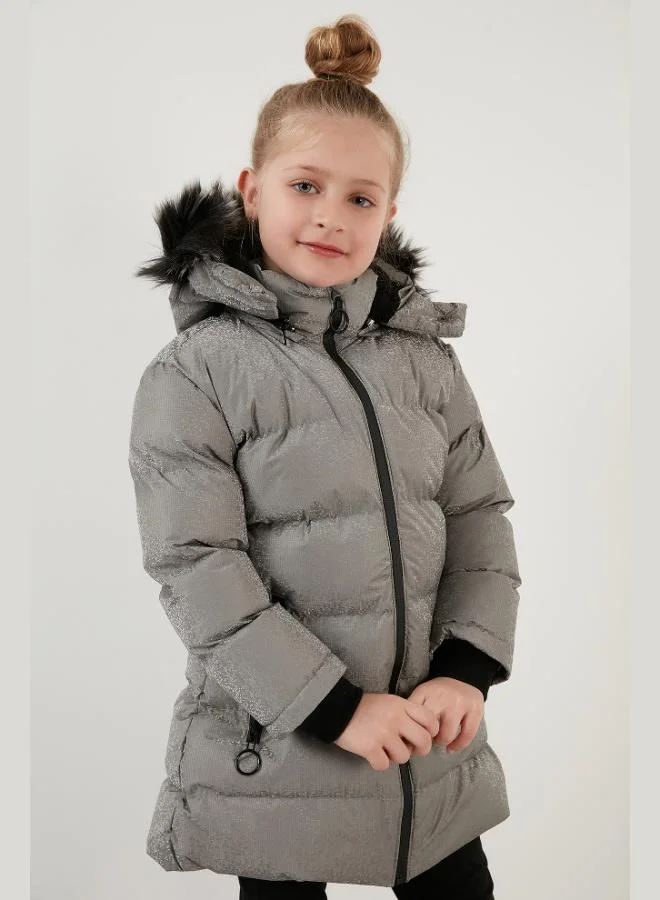 ليلا معطف شتوي نسائي بقصة ضيقة بياقة فرو صناعي وبطانة قطيفة وغطاء رأس قابل للإزالة