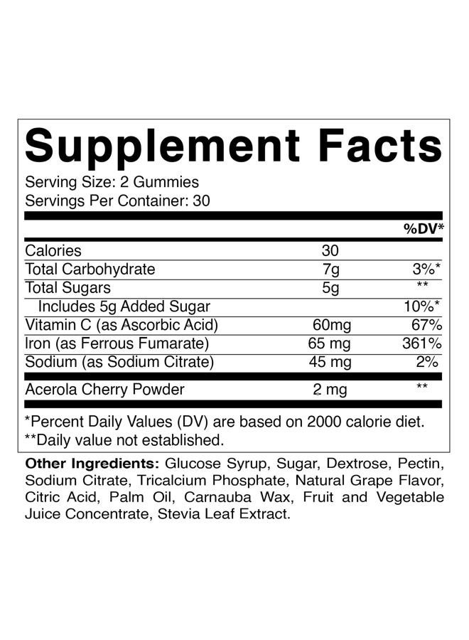 Vitamatic Iron 65 mg Gummies Supplement for Women & Men - 60 Vegan Gummies - Great Tasting Iron Gummy Vitamins with Vitamin C (1) - Image 2