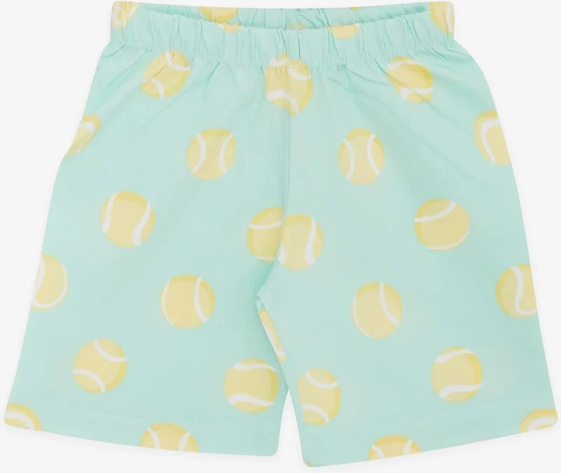 Breeze Girls & Boys Baby Boy Shorts Pajama Set, Tennis Ball Patterned, 9 Months-3 Years, Water Green