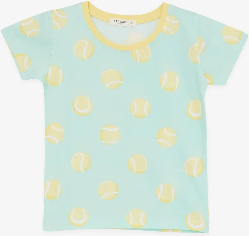 Breeze Girls & Boys Baby Boy Shorts Pajama Set, Tennis Ball Patterned, 9 Months-3 Years, Water Green