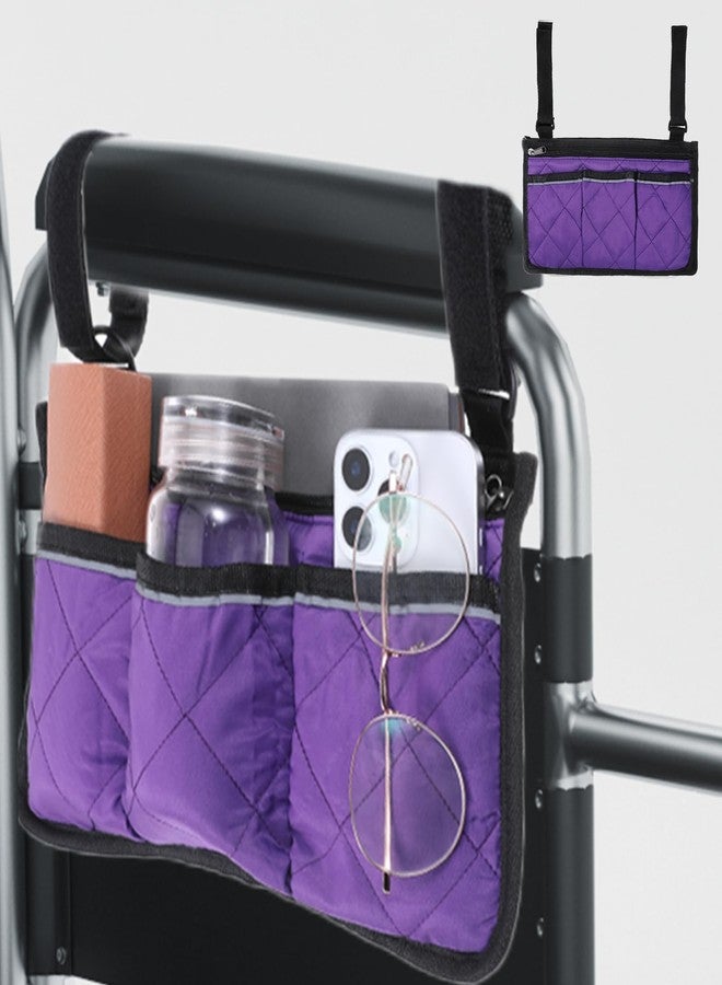 Psyqtsuary Wheelchair Side Bag, Wheelchair Bag Armres Waterproof Wheelchair Armrest Pouch with Reflective Stripe, Bag for Wheelchair Side Organizer Wheelchair Pouch Side Pocket for Wheelchair, Purple - Image 1