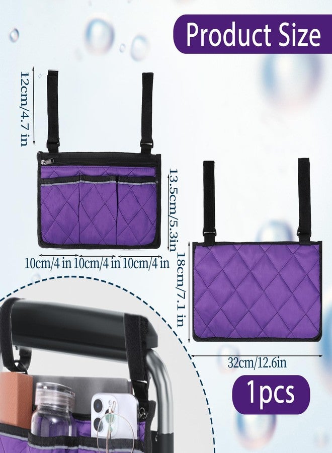 Psyqtsuary Wheelchair Side Bag, Wheelchair Bag Armres Waterproof Wheelchair Armrest Pouch with Reflective Stripe, Bag for Wheelchair Side Organizer Wheelchair Pouch Side Pocket for Wheelchair, Purple - Image 2