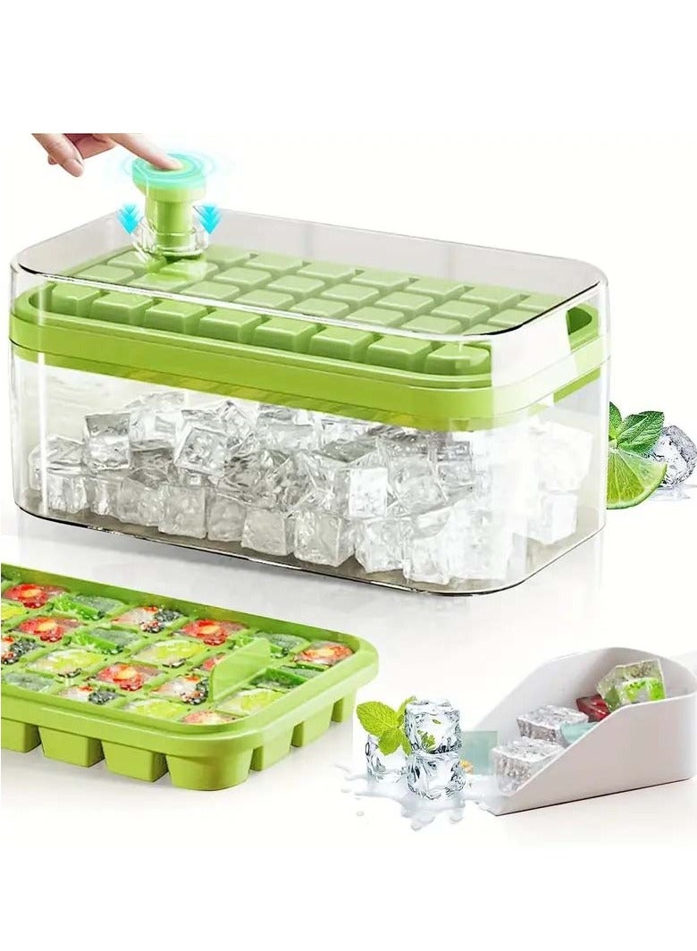 64-Grid Ice Cube Tray with Lid & Bin, Easy-Release Mold for Large Capacity Freezing and Storage, Double-Layer Plastic Design – Perfect Kitchen Accessory for Beverages, and Fresh Fruit Infusions, Ice Cube Trays for Freezer, Beverage Cooling, Transparent Storage, Durable Kitchenware, Easyclean Material. - Image 2