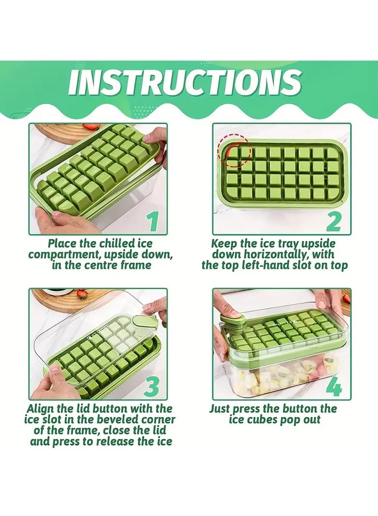 64-Grid Ice Cube Tray with Lid & Bin, Easy-Release Mold for Large Capacity Freezing and Storage, Double-Layer Plastic Design – Perfect Kitchen Accessory for Beverages, and Fresh Fruit Infusions, Ice Cube Trays for Freezer, Beverage Cooling, Transparent Storage, Durable Kitchenware, Easyclean Material. - Image 4