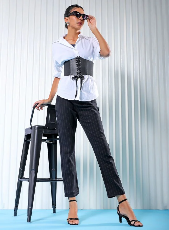 Freehand Women Straight Fit Laser Print High-Rise Jeans