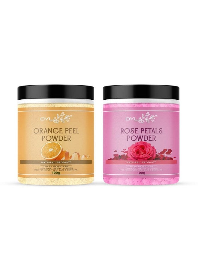 OY-L OYL Natural Orange Peel Powder & Rose Petal Powder For Face Pack mask For Fairness, For Face Care, Skin Whitening, Oil Control & Glowing Healthy Skin - 100g Each Pack Of 2 - Image 1